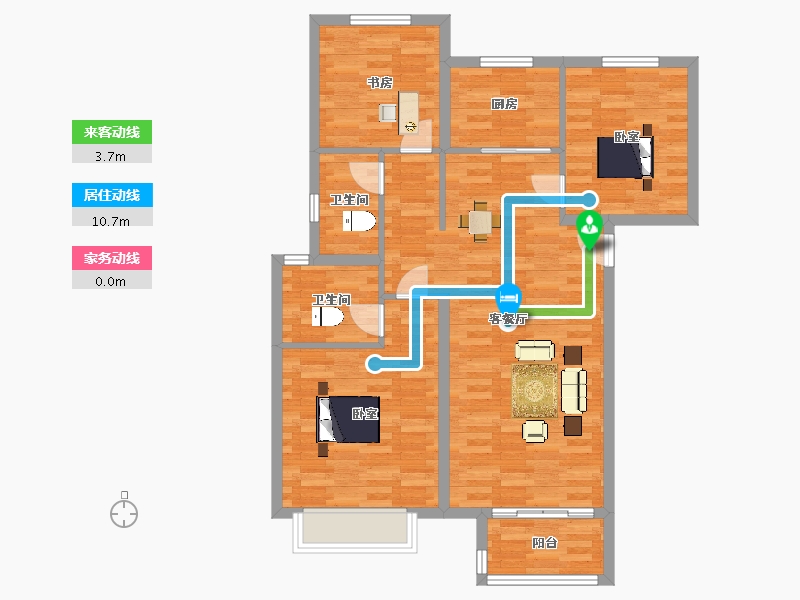 河南省-郑州市-嘉韵公园里7号楼115m²-91.94-户型库-动静线