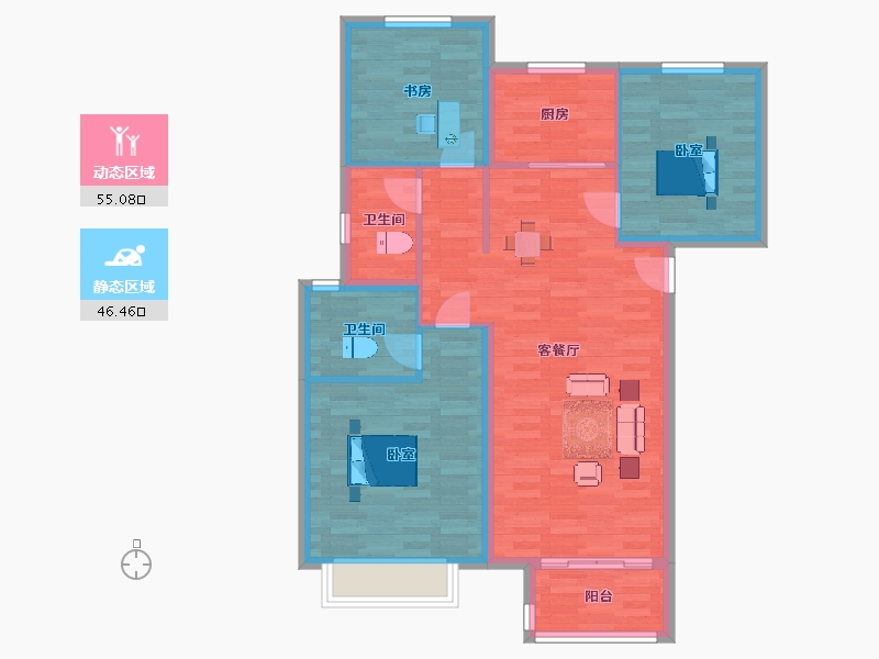 河南省-郑州市-嘉韵公园里7号楼115m²-91.94-户型库-动静分区