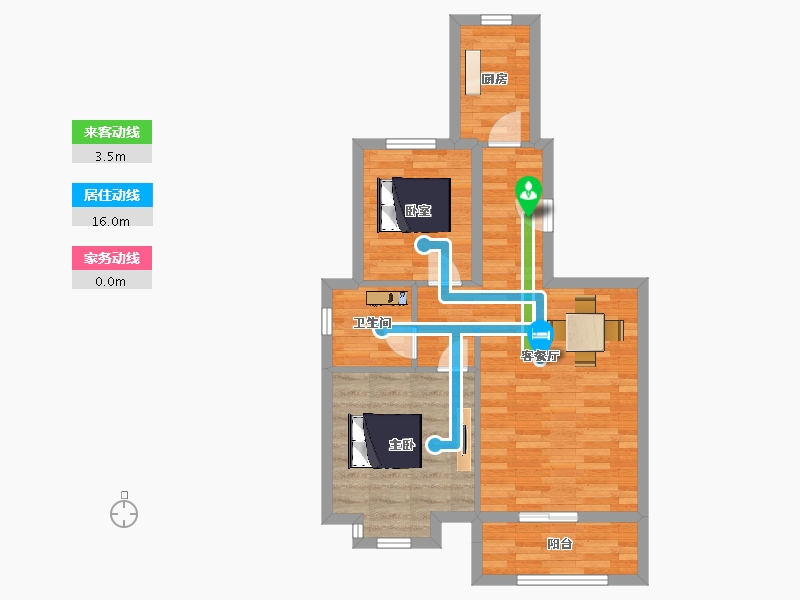 河南省-郑州市-鑫苑航美国际智慧城B1户型78m²-62.05-户型库-动静线