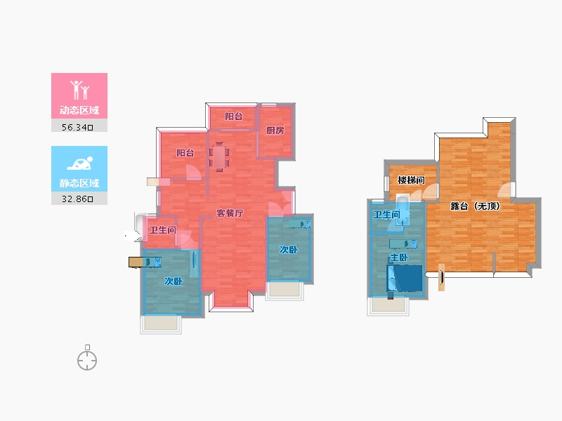 河南省-郑州市-嘉韵公园里8号楼M5户型148m²-119.19-户型库-动静分区