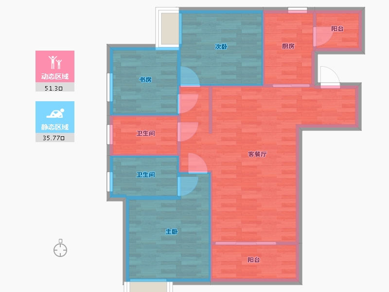 重庆-重庆市-富力院士廷2-10号楼套内85m²-78.85-户型库-动静分区