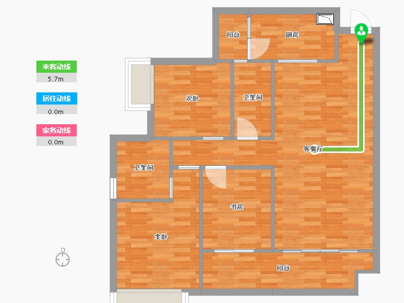 重庆-重庆市-富力院士廷1-11号楼套内87m²-83.42-户型库-动静线