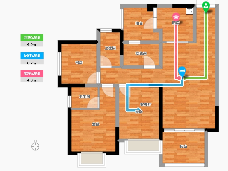 重庆-重庆市-富州平顶山3号楼套内91m²-84.78-户型库-动静线