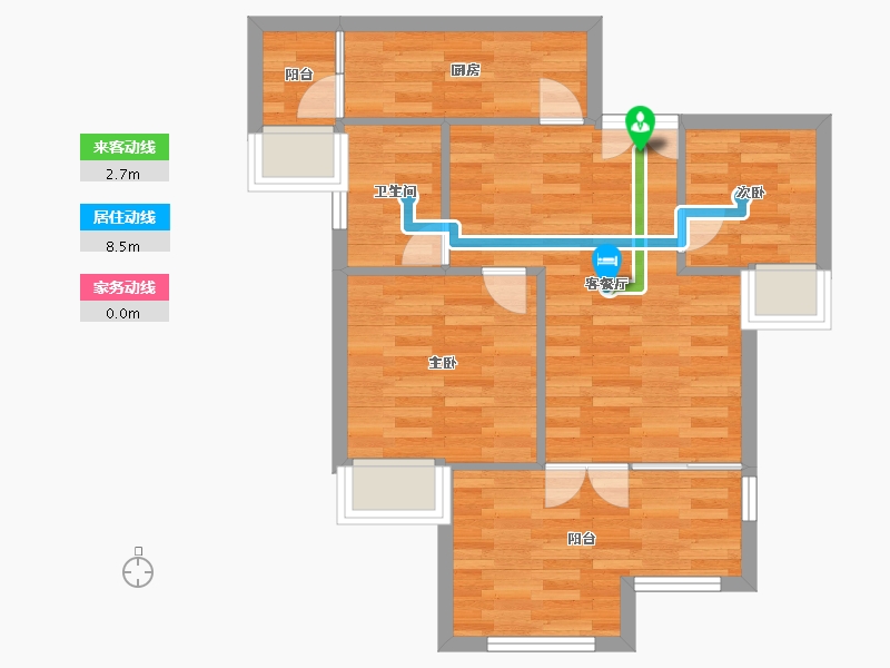 重庆-重庆市-富州平顶山4号楼套内57m²-57.00-户型库-动静线