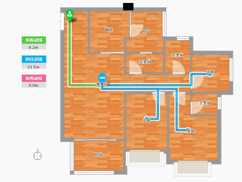 重庆-重庆市-富州平顶山3号楼套内91m²-91.00-户型库-动静线