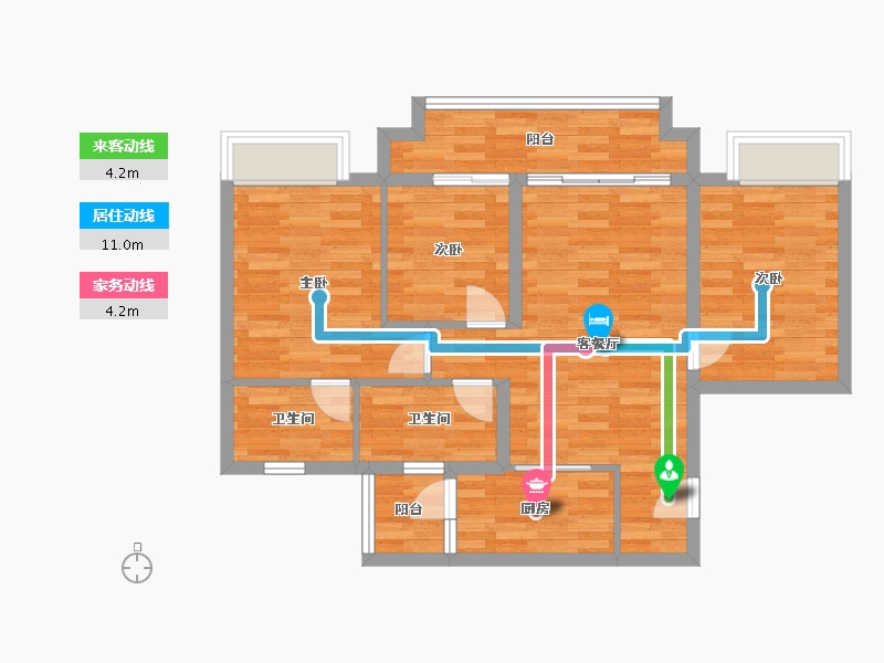 重庆-重庆市-美的云来8号楼套内80m²-75.41-户型库-动静线