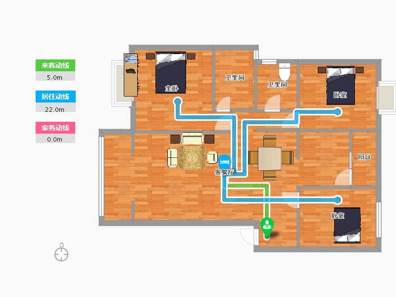 四川省-成都市-富堂金湾7栋,8栋,9栋,10栋D户型117m²-102.04-户型库-动静线