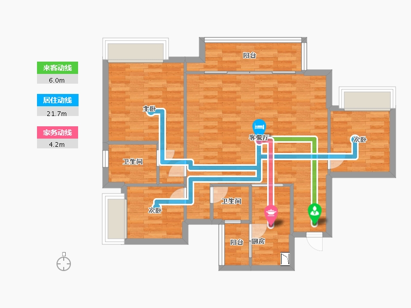 重庆-重庆市-嘉阅滨江一期1号楼,一期2号楼,一期3号楼套内82m²-82.00-户型库-动静线