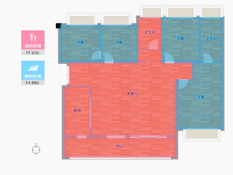 重庆-重庆市-中南玖宸洋房14号楼,2期洋房5号楼,洋房9号楼套内121m²-121.00-户型库-动静分区