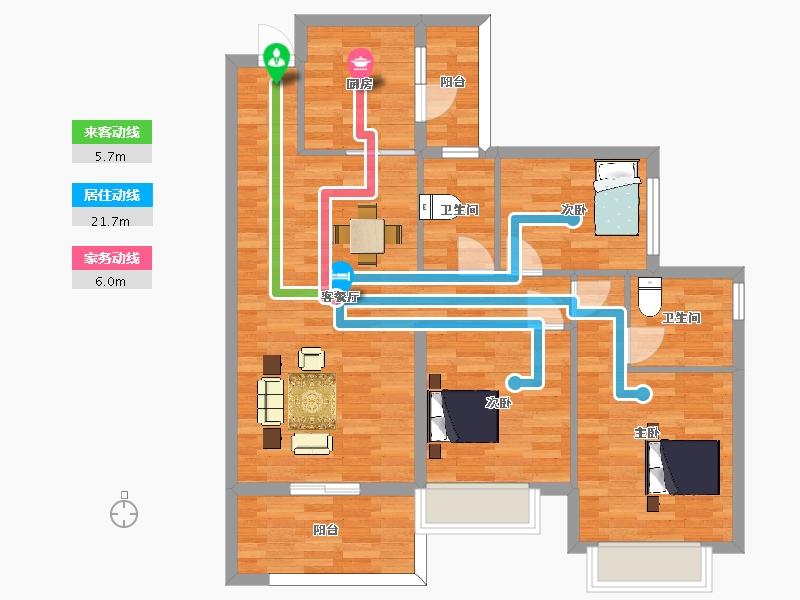 四川省-成都市-恒大御景半岛74号楼3号112m²-90.00-户型库-动静线