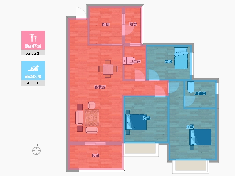 四川省-成都市-恒大御景半岛74号楼3号112m²-90.00-户型库-动静分区