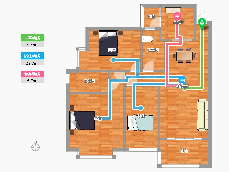 四川省-成都市-恒大御景半岛141号楼,142号楼5号户型115m²-91.09-户型库-动静线