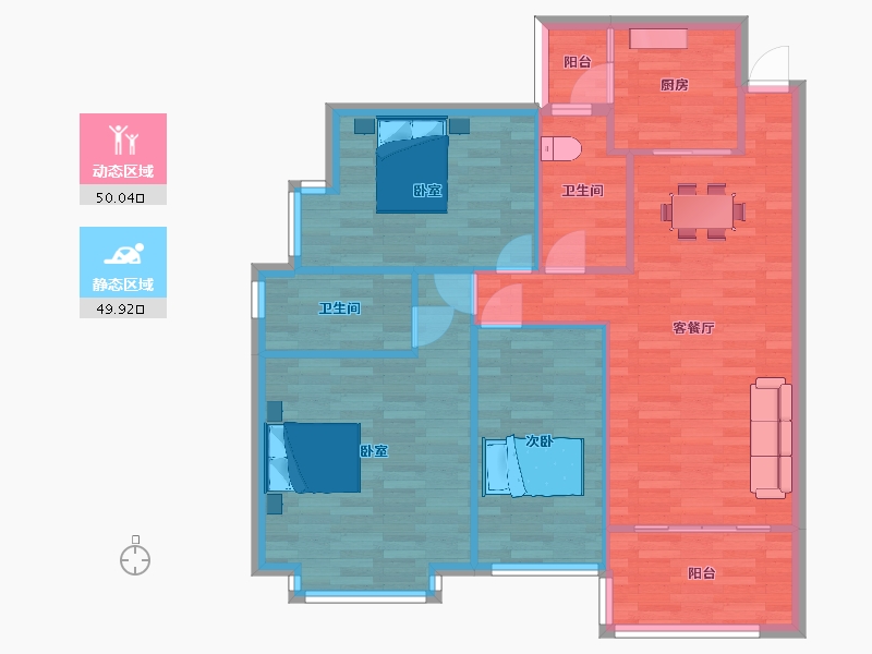 四川省-成都市-恒大御景半岛141号楼,142号楼5号户型115m²-91.09-户型库-动静分区