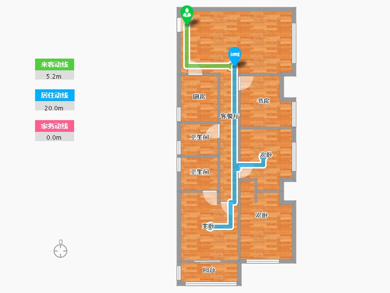 河南省-郑州市-升龙御玺建面126m2-100.90-户型库-动静线