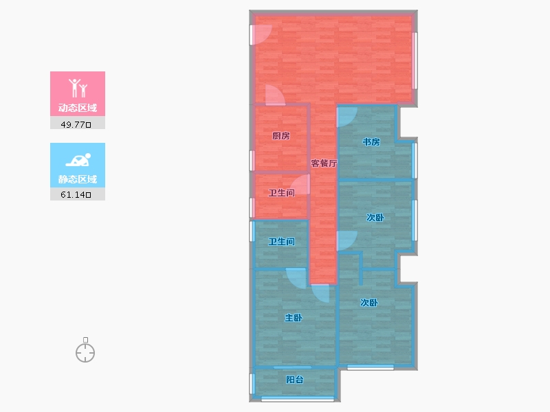 河南省-郑州市-升龙御玺建面126m2-100.90-户型库-动静分区