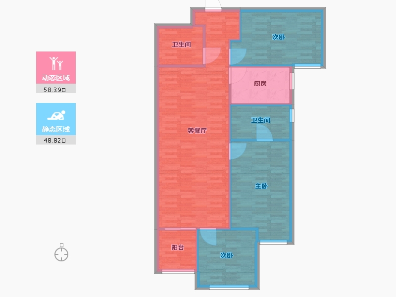 河南省-郑州市-升龙御玺建面1号2号123m2-98.40-户型库-动静分区