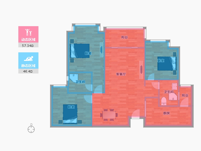 四川省-成都市-恒大御景半岛141号楼,142号楼1户型113m²-94.69-户型库-动静分区