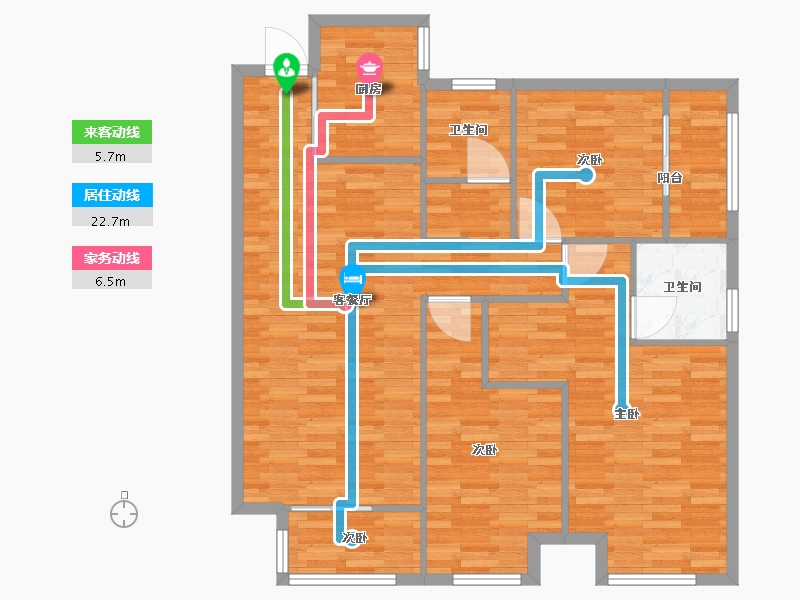 河南省-郑州市-阳光城丽景公馆二期4号楼建面128m2-102.40-户型库-动静线