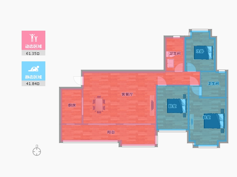 四川省-成都市-恒大御景半岛138,139,140栋3户型112m²-93.82-户型库-动静分区