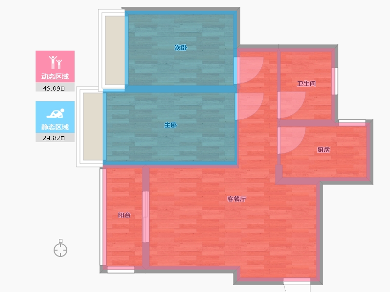 河南省-郑州市-和润林湖美景7号楼建面82m2-65.61-户型库-动静分区