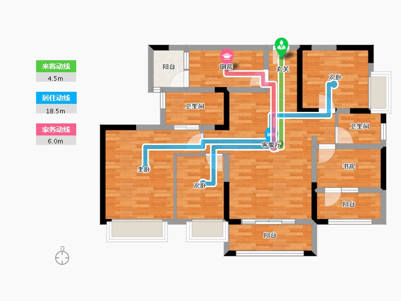 四川省-成都市-白鹤一号A2户型120m²-92.95-户型库-动静线