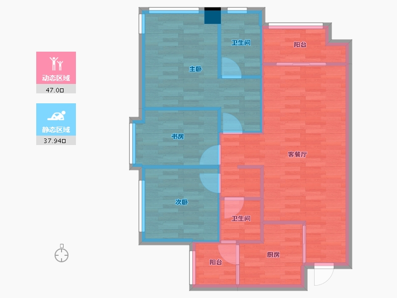 重庆-重庆市-万科金域华府0m²-76.74-户型库-动静分区