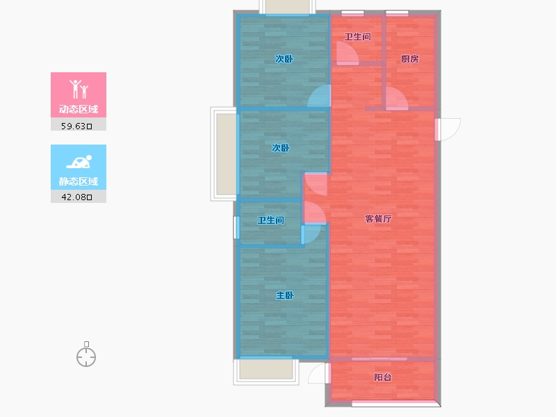 河南省-郑州市-宏江溢彩年华3号楼建面117m2-93.60-户型库-动静分区