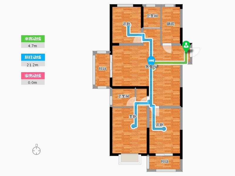 河南省-郑州市-华瑞紫韵城雅园1号楼建面128m2-102.40-户型库-动静线