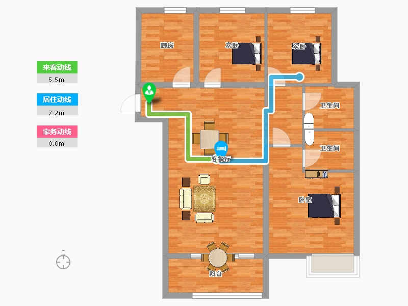 河南省-郑州市-正商公主湖D3户型117m²-94.15-户型库-动静线