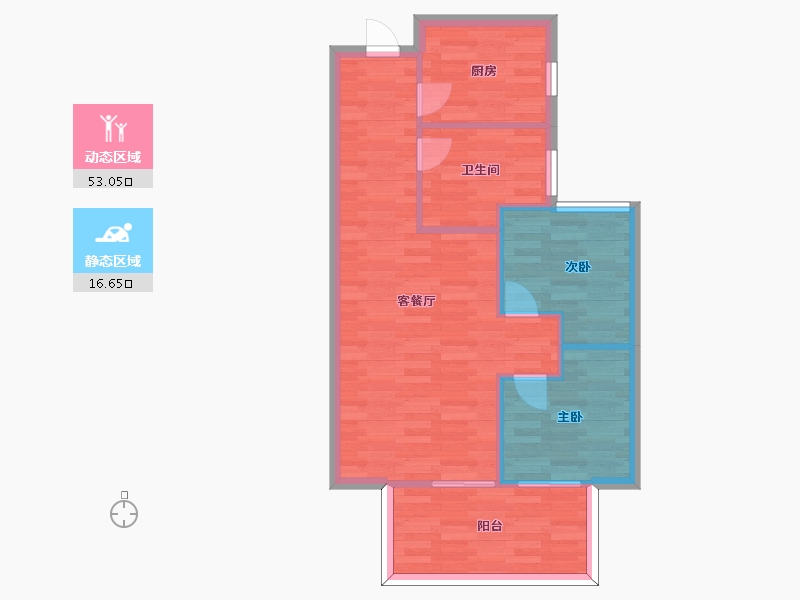 河南省-郑州市-和润林湖美景8号楼建面79m2-63.20-户型库-动静分区