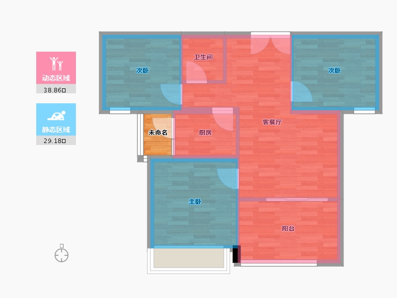 重庆-重庆市-竞发岩湾六十九号83.09m²-62.81-户型库-动静分区