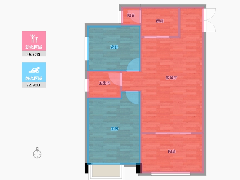 重庆-重庆市-竞发岩湾六十九号81.97m²-63.42-户型库-动静分区