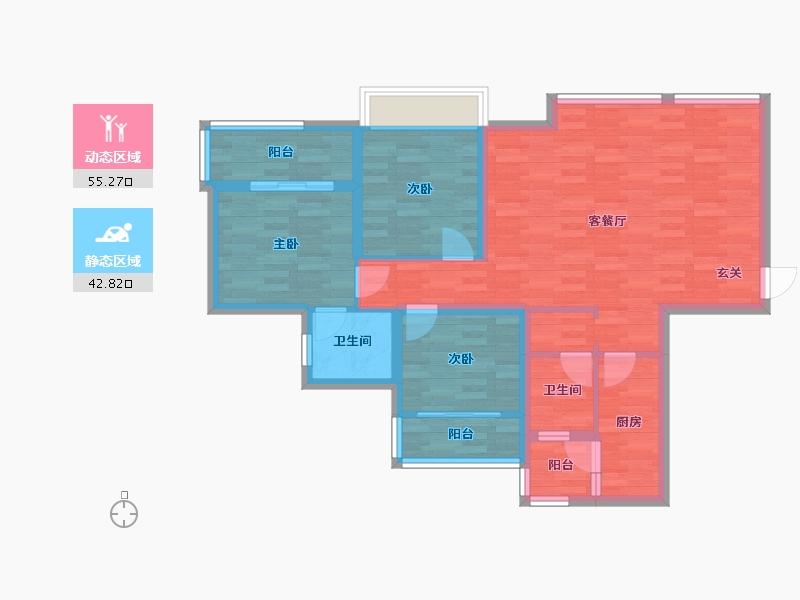 四川省-成都市-奥园棠玥府2号楼109m²-87.20-户型库-动静分区