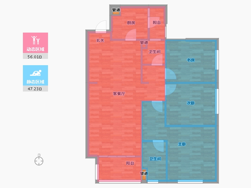 四川省-成都市-保利天汇B3户型114m²-94.95-户型库-动静分区