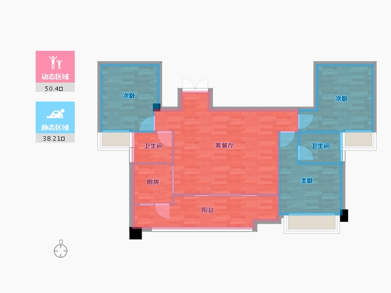 重庆-重庆市-中德时光岭104.92m²-80.23-户型库-动静分区