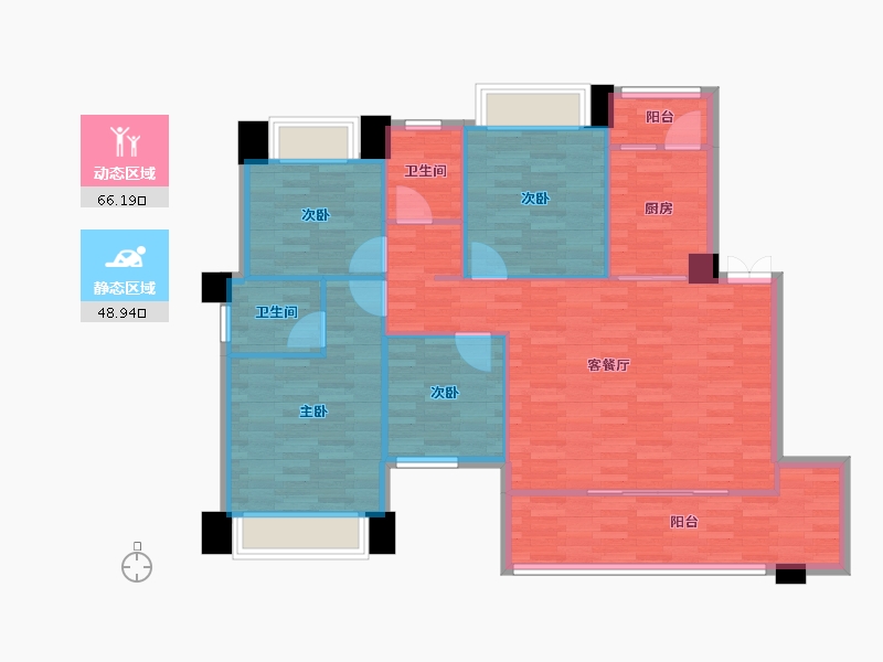 重庆-重庆市-中德时光岭1号楼131.03m²-105.00-户型库-动静分区