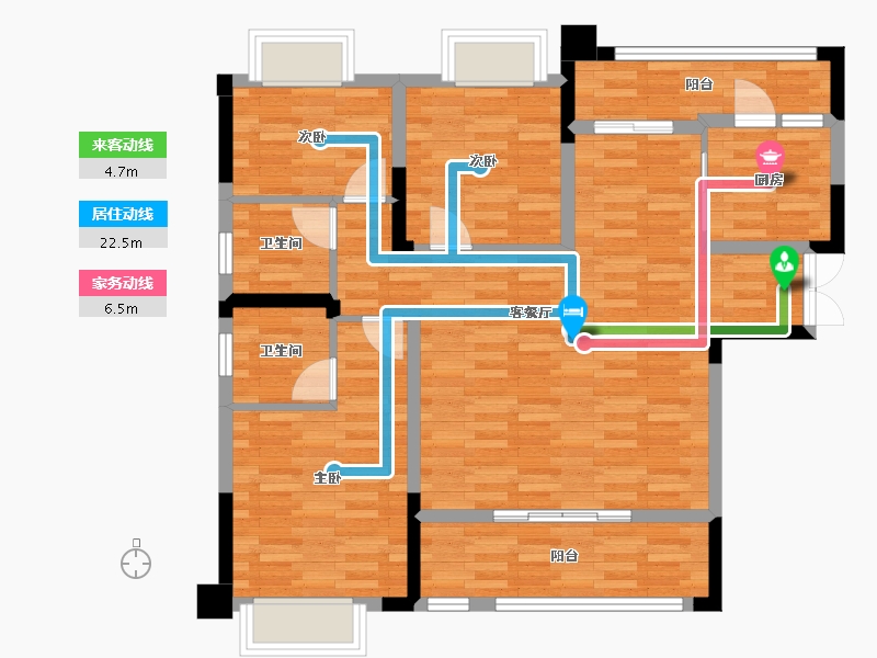 重庆-重庆市-中德时光岭120.83m²-92.75-户型库-动静线