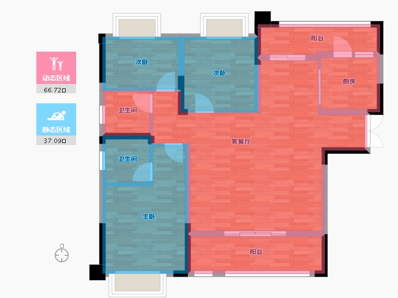 重庆-重庆市-中德时光岭120.83m²-92.75-户型库-动静分区