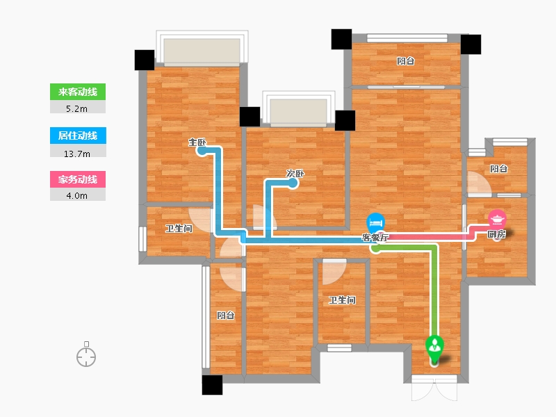 重庆-重庆市-中德时光岭98.19m²-80.00-户型库-动静线