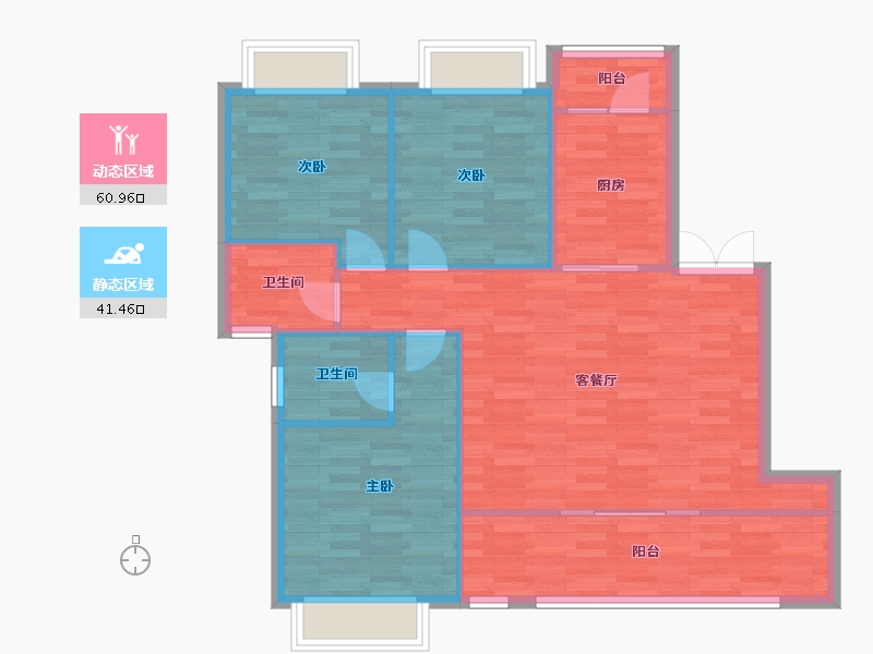 重庆-重庆市-中德时光岭2号楼,8号楼套内93m²-93.73-户型库-动静分区