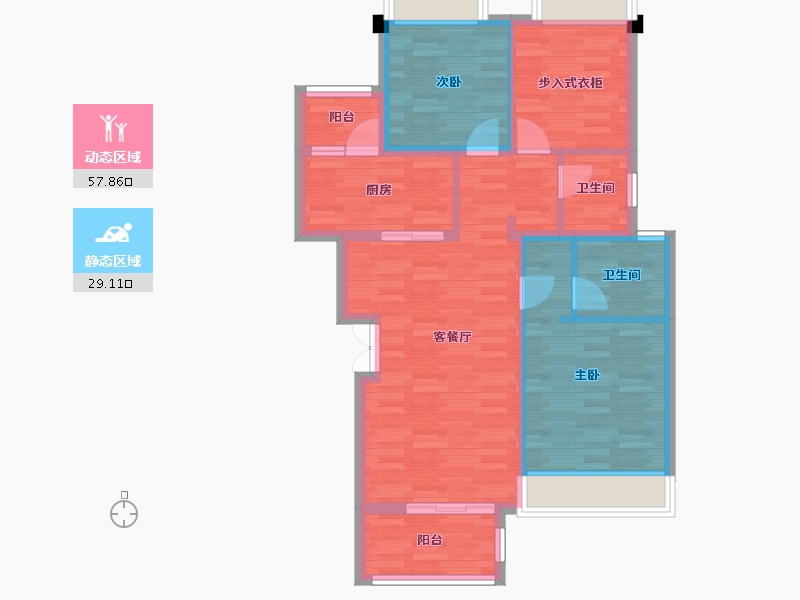 重庆-重庆市-金科集美文苑18号楼99m²-77.80-户型库-动静分区