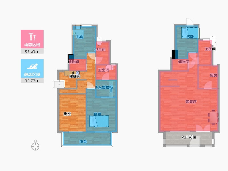 河南省-郑州市-招商轩辕华府3号楼,4号楼140m²-112.00-户型库-动静分区