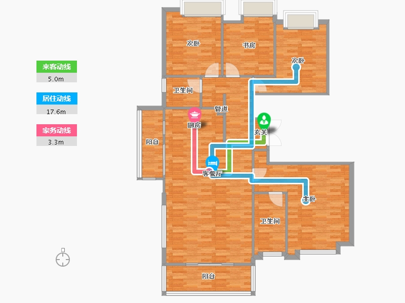 四川省-成都市-保利天和B-1户型149m²-123.25-户型库-动静线