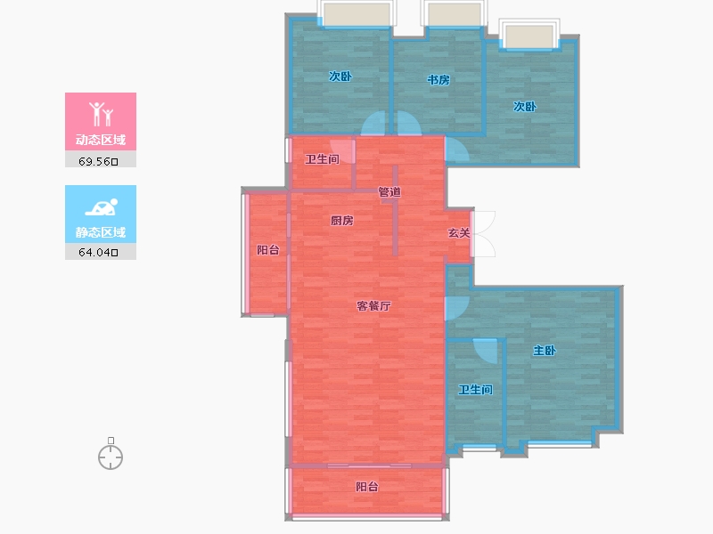 四川省-成都市-保利天和B-1户型149m²-123.25-户型库-动静分区