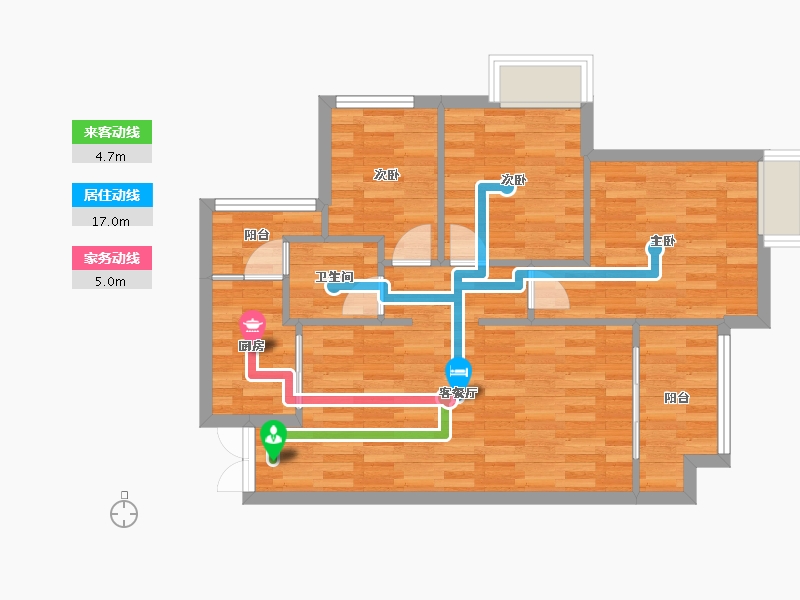 重庆-重庆市-首钢鎏雲大道14栋,11栋92.08m²-69.95-户型库-动静线