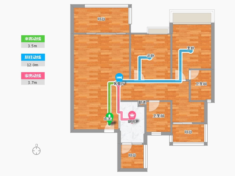 四川省-成都市-百郦锦城6号楼104m²-83.00-户型库-动静线