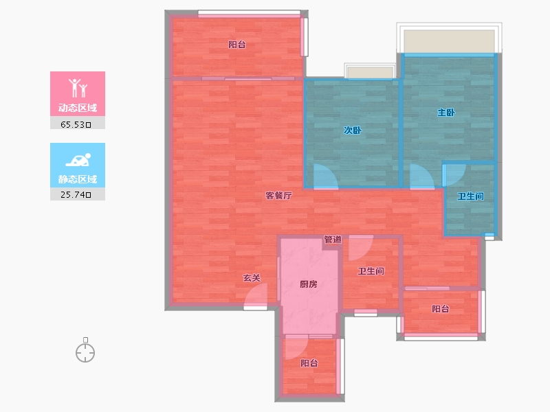 四川省-成都市-百郦锦城6号楼104m²-83.00-户型库-动静分区