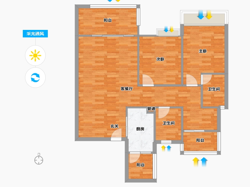 四川省-成都市-百郦锦城6号楼104m²-83.00-户型库-采光通风