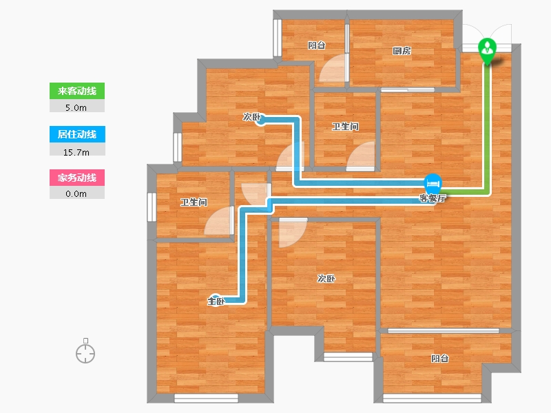 重庆-重庆市-首钢鎏雲大道11栋套内84m²-84.52-户型库-动静线