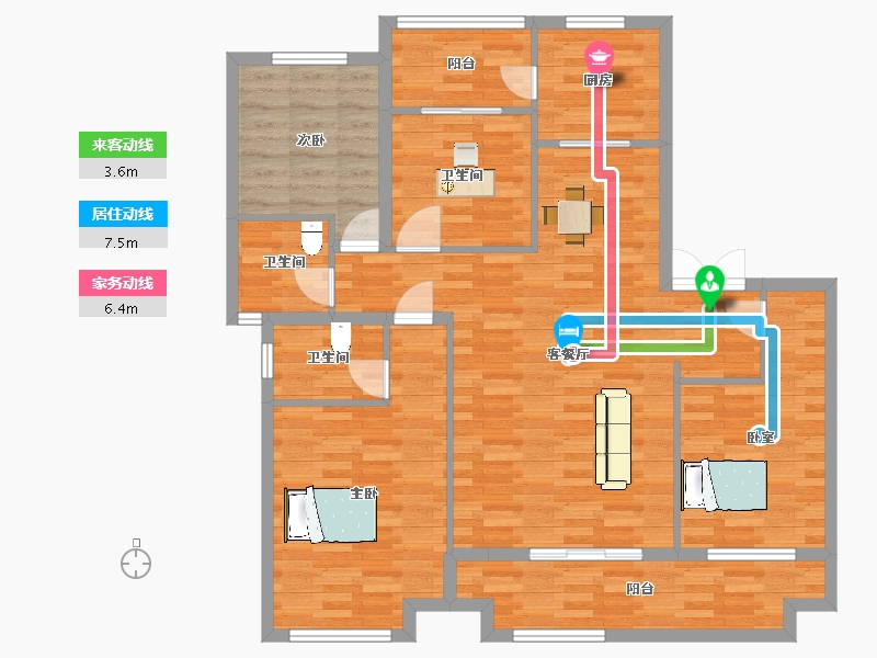 河南省-郑州市-大发融悦四季140㎡户型-112.00-户型库-动静线